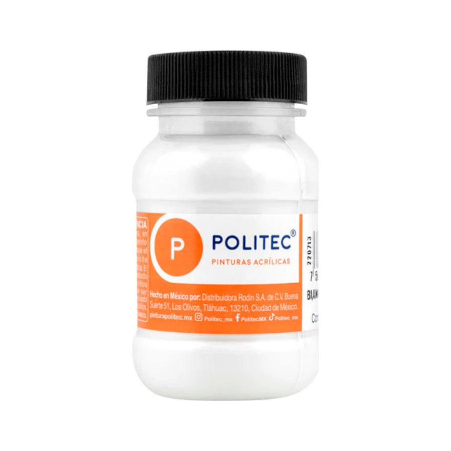 Pintura Acrilica Politec Blanco Metalico 100 ml No 501 Caja c/6 piezas