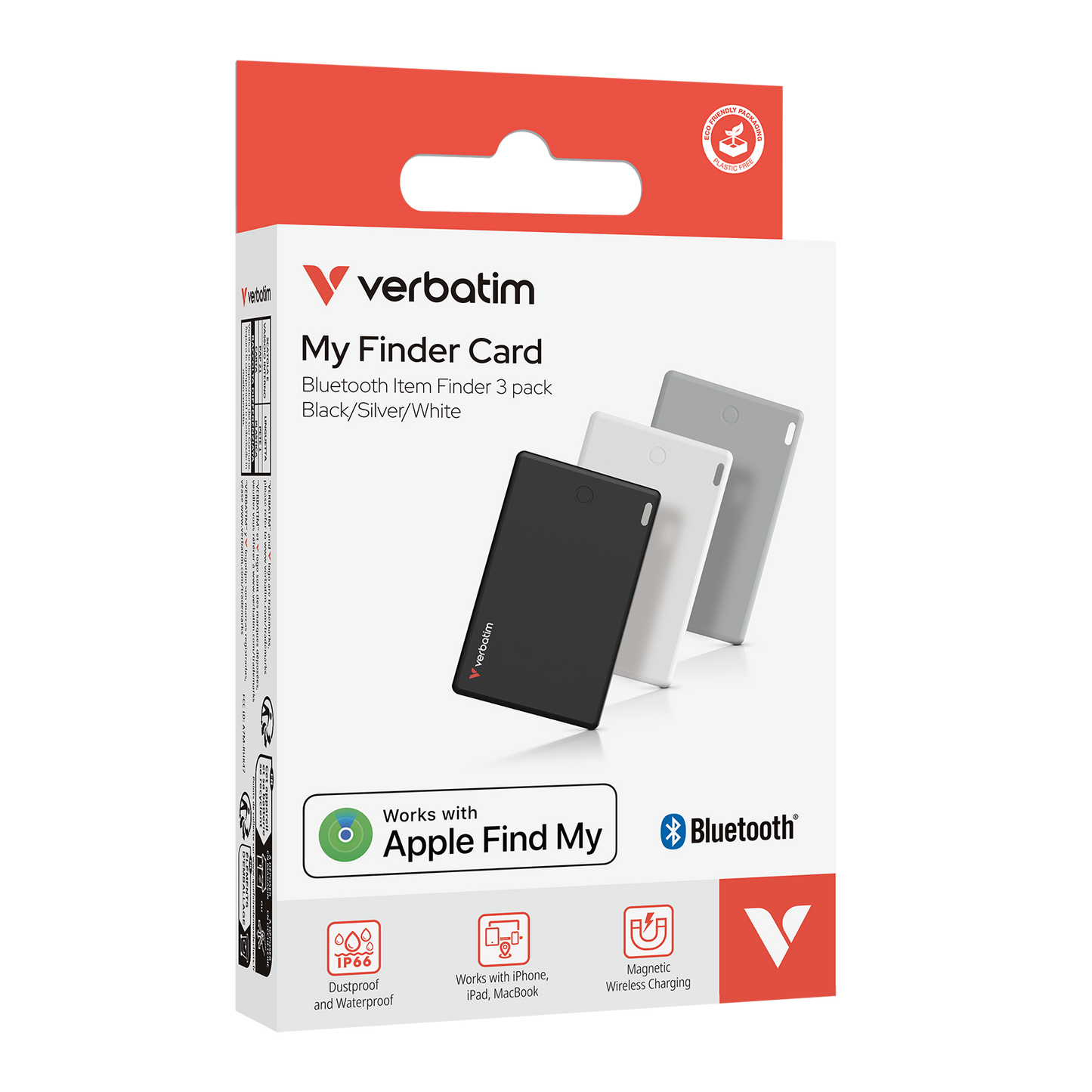 Localizador Verbatim My Finder Bluetooth Tarjeta 3 pack Negro Gris y Blanco