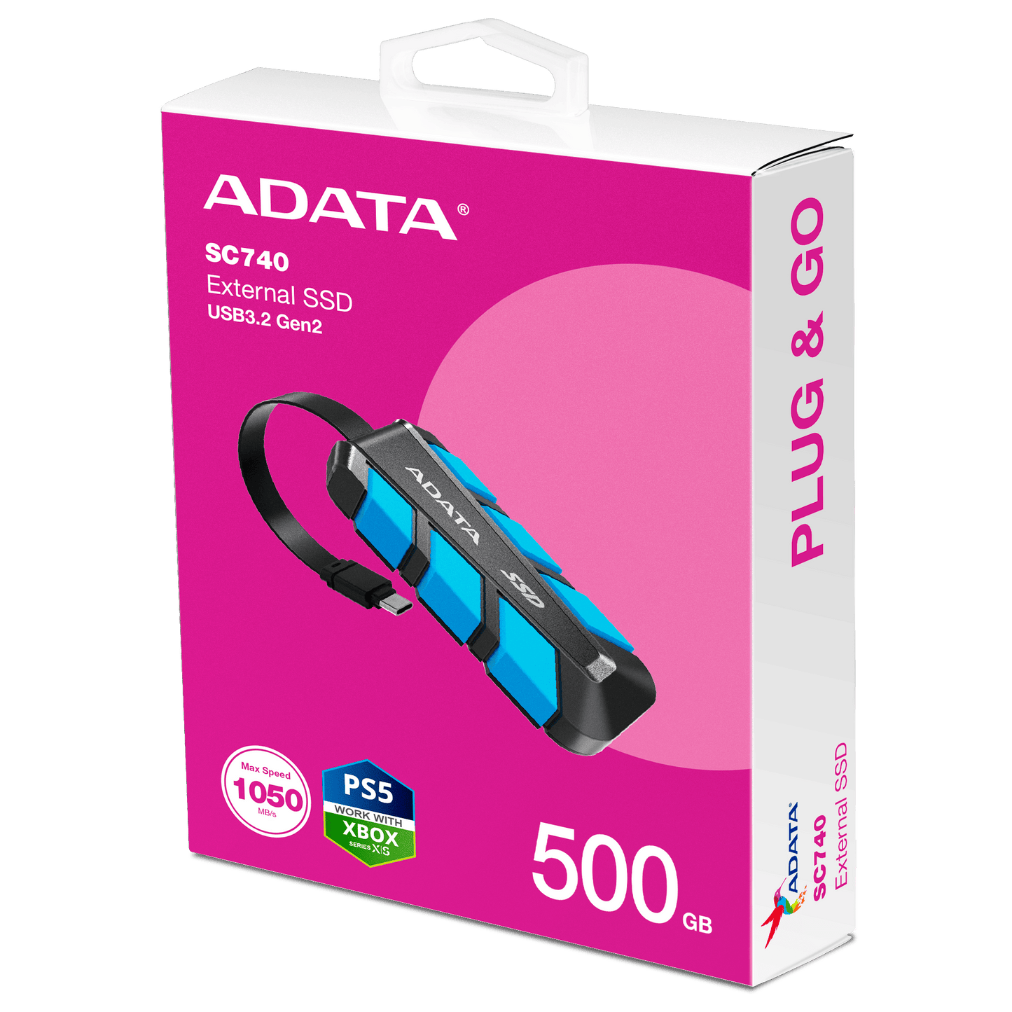 Unidad de Estado Sólido SSD Adata Portátil SC740 500GB USB 3.2 Color Azul