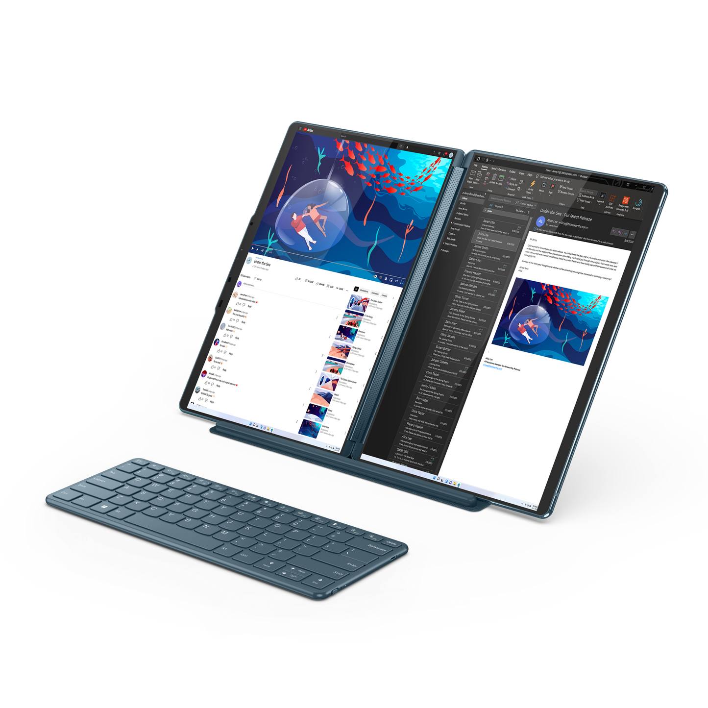 Laptop Lenovo Idea Yoga Book 9 13IRU8 13.3 Touch 2.8K Intel Core i7-1355U 1.70GHz 16GB 1TB SSD Windows 11 Home 64-bit Esp Turquesa