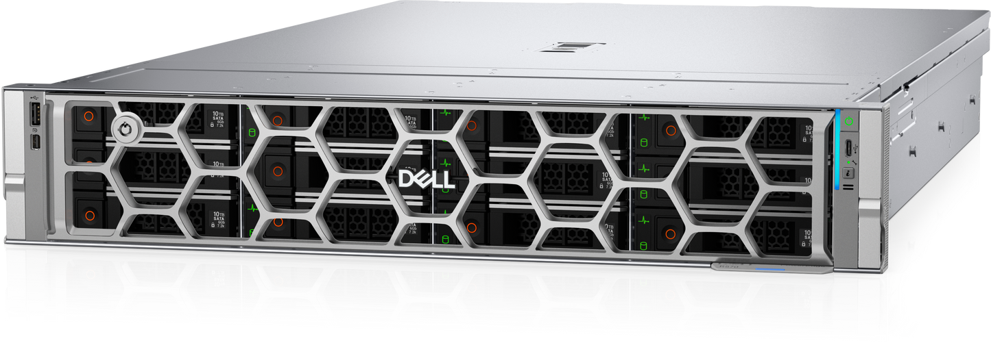 Servidor Dell R570 Intel Xeon 6 Performance 6511P 2.3G 16C 4 x 32GB PERC H965i 480GB SSD iDRAC10 17G PSNBD 3Y