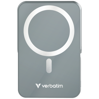 Cargador Magnético Verbatim con carga inalámbrica de vidrio con soporte de 10 000 mah color Gris