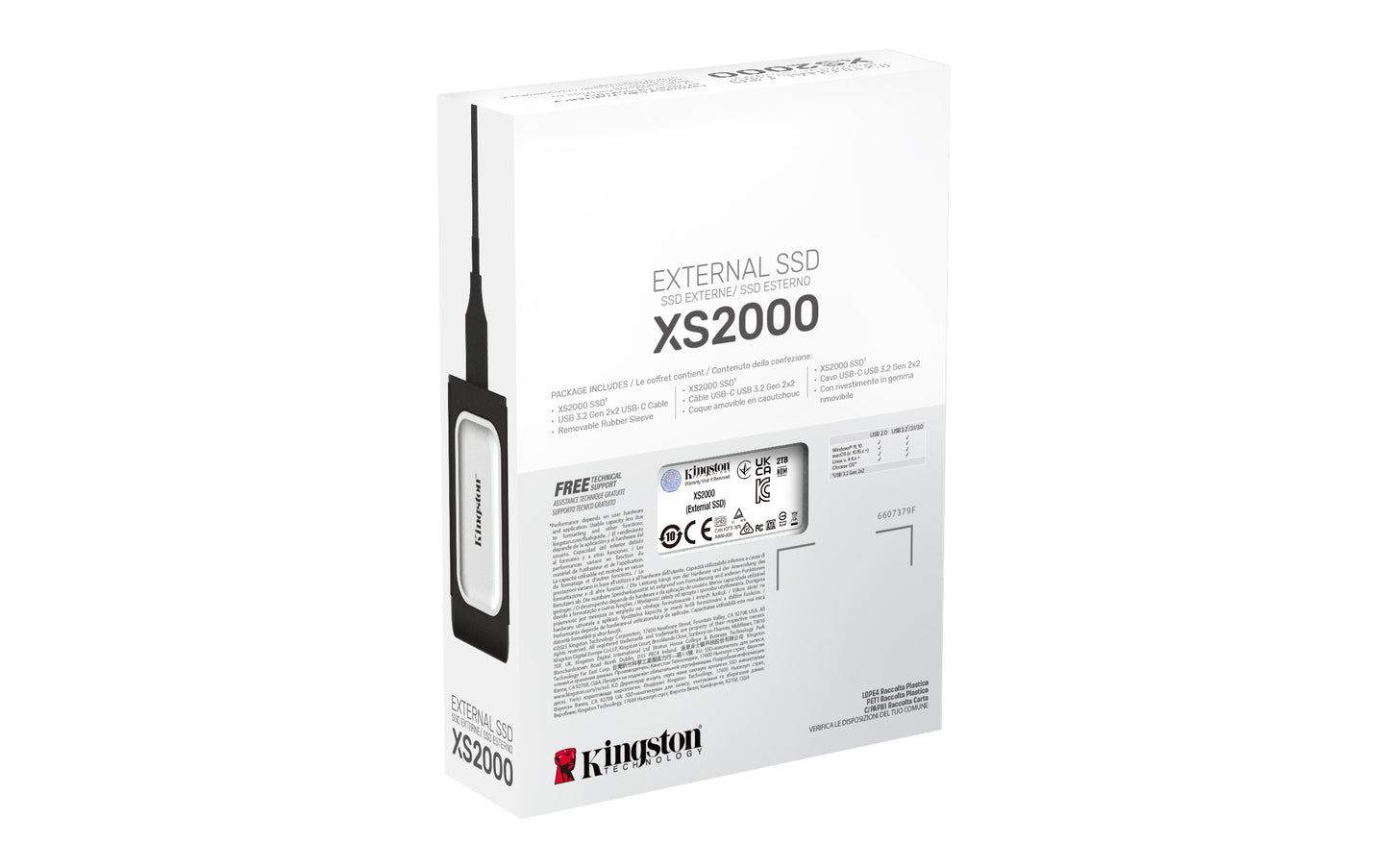 Unidad de Estado Sólido SSD Kingston XS2000 Externo 2TB Lectura/Escritura 2.000MB/seg