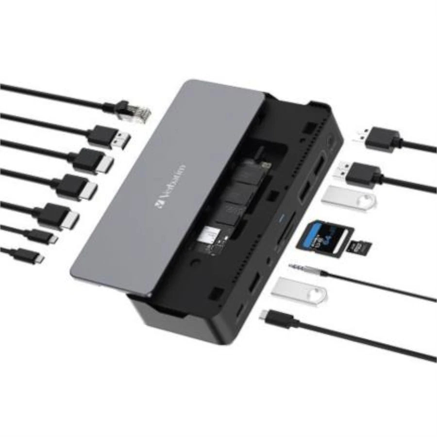 Docking Verbatim Carcasa SSD USB-C Pro 15 en 1 Suministro Eléctrico 80W Color Negro