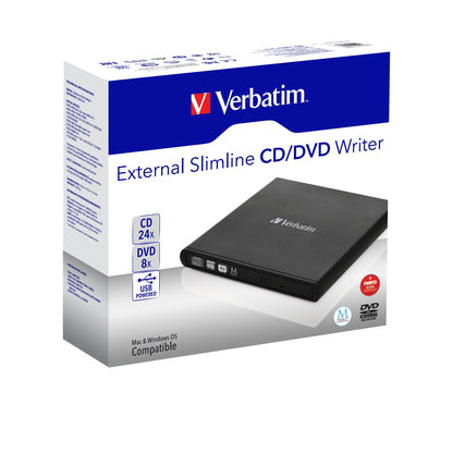 Grabadora Verbatim CD/DVD Externa SlimLine Color Negro