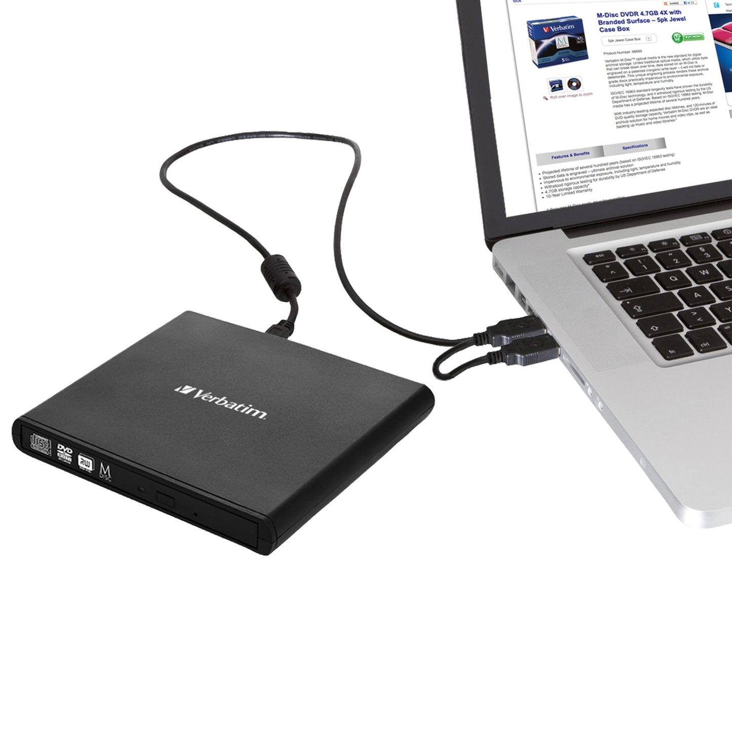 Grabadora Verbatim CD/DVD Externa SlimLine Color Negro