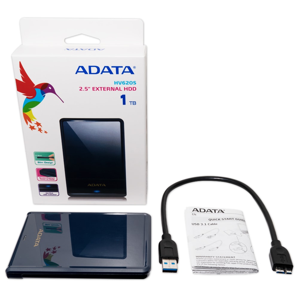 Disco Duro Externo Adata 1TB HV620S 2.5" Micro USB-B 3.0 Azul Resistente a Golpes
