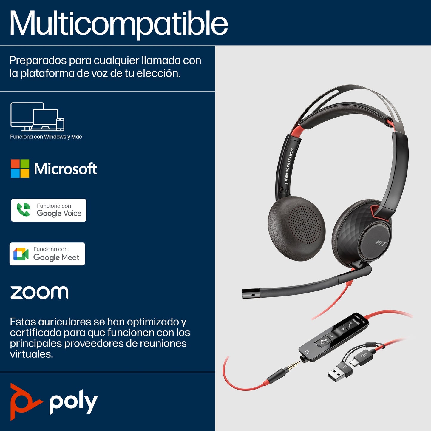 AURICULARES POLYCOM BW 5220 USB-C HS 3.5mmP +USB-C/A