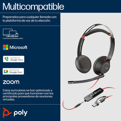 AURICULARES POLYCOM BW 5220 USB-C HS 3.5mmP +USB-C/A