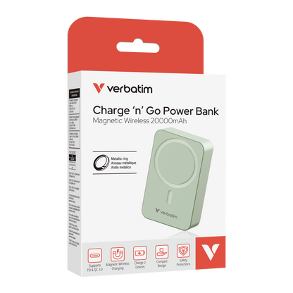 Cargador Magnético Verbatim Esencial Charge con 20 000mah Color Verde