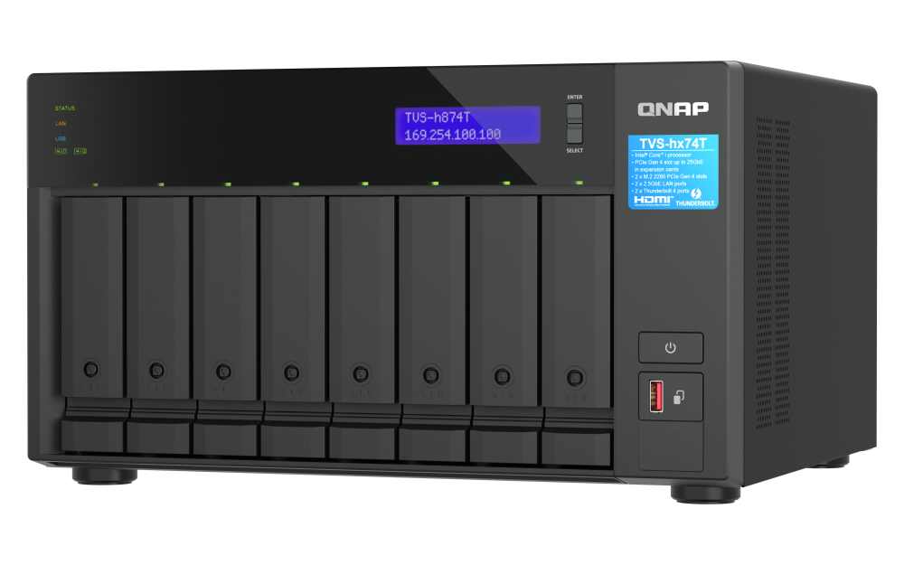 Unidad NAS QNAP TVS-h874T de 8 Bahias Intel Core i9-12900E 64GB DDR4 Thunderbolt 4 2.5GbE No incluye discos