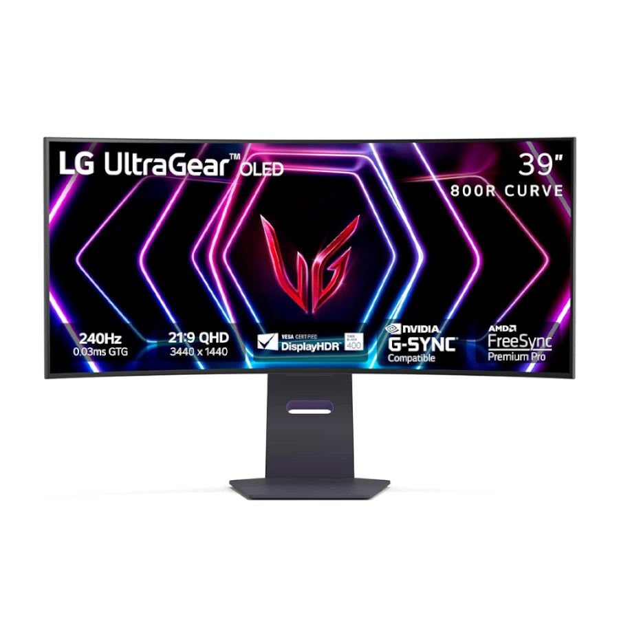 Monitor LG OLED 39 pulgadas UltraGear curvo 800R 39GS95Q Resolucion 3440 x 1440 WQHD 240Hz  DisplayHDR True Black 400R AMD FreeSync