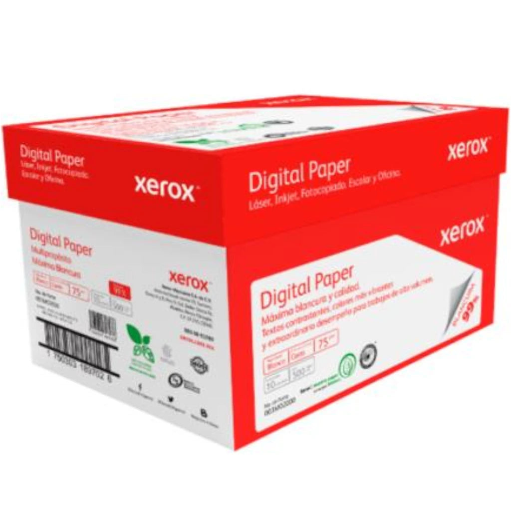 Papel Bond Xerox 75g Carta | Blancura 99% | Caja 5000 Hojas