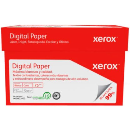 Papel Bond Xerox 75g Carta | Blancura 99% | Caja 5000 Hojas