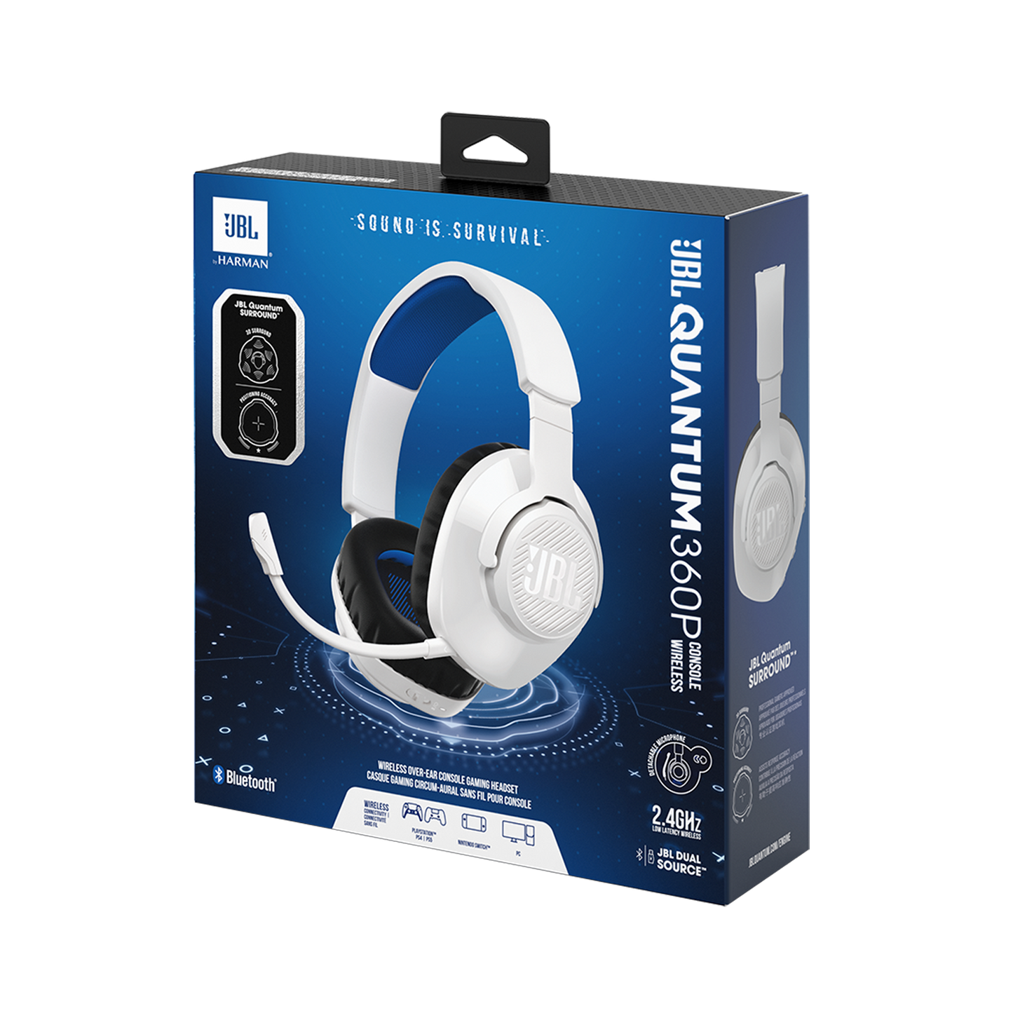 Auriculares inalámbricos JBL supraaurales para juegos JBL Quantum 360P para consola PS color blanco/azul