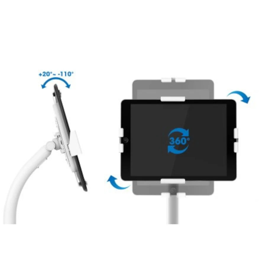 Soporte de Suelo Manhattan Antirrobo para Tablet/iPad 7.9" a 11" Altura 790 a 1190mm Color Blanco