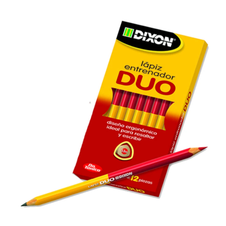Lapiz dúo Dixon grafito/rojo triangular caja c/12 lapices