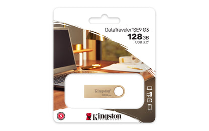 Memoria USB Kingston DataTraveler SE9 G3 128GB USB 3 2 Lectura 220MB/s Dorado
