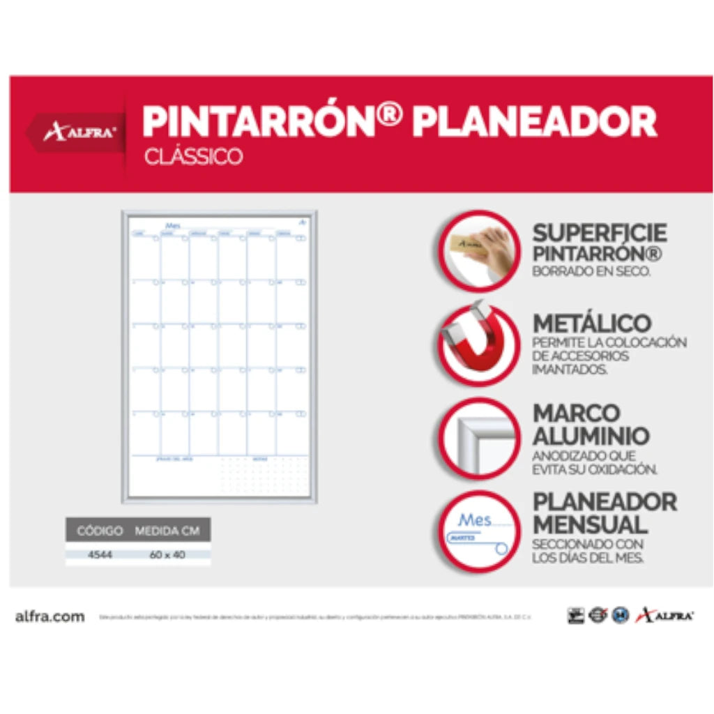 Planeador Alfra mensual metálico clásico 60 × 40 cm