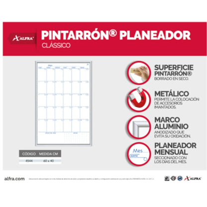 Planeador Alfra mensual metálico clásico 60 × 40 cm