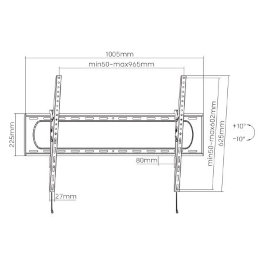 Soporte Manhattan para TV 60" a 120" con Inclinación para Pared 120kg