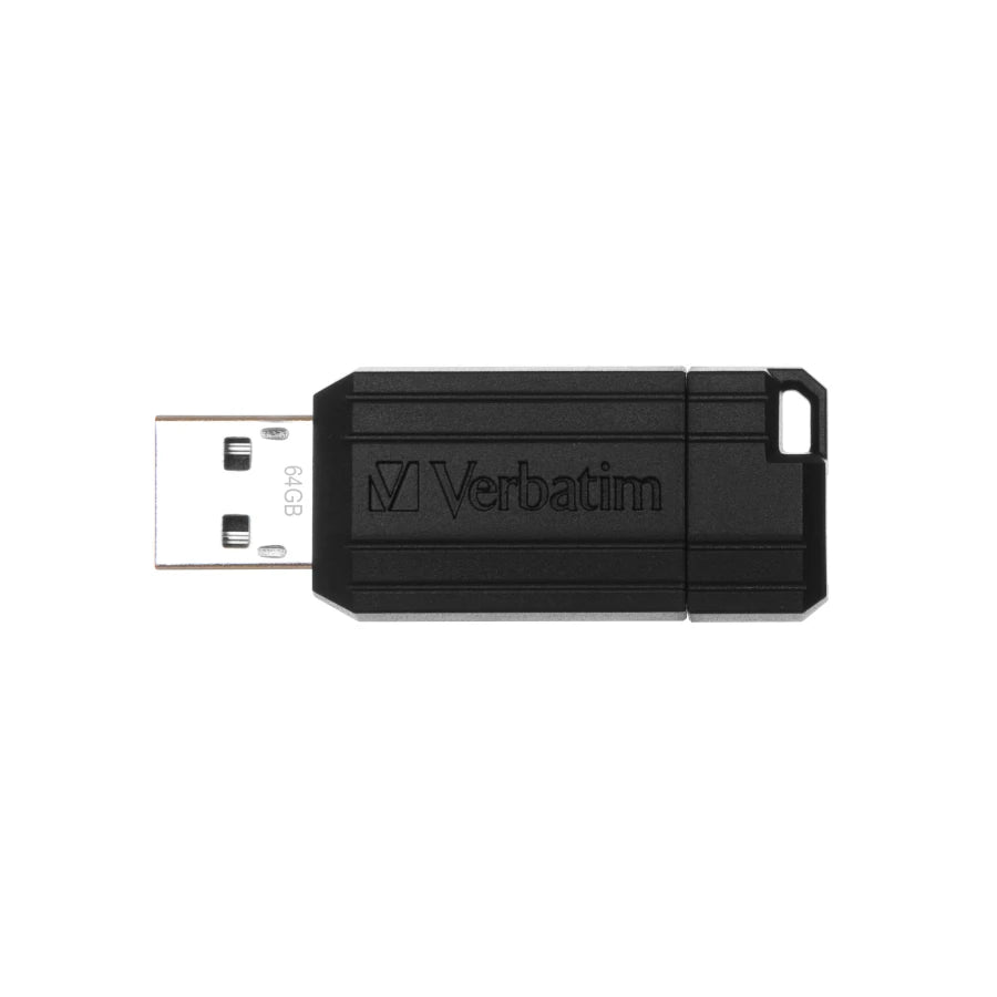 Memoria USB Verbatim PinStripe de 64GB Color Negro