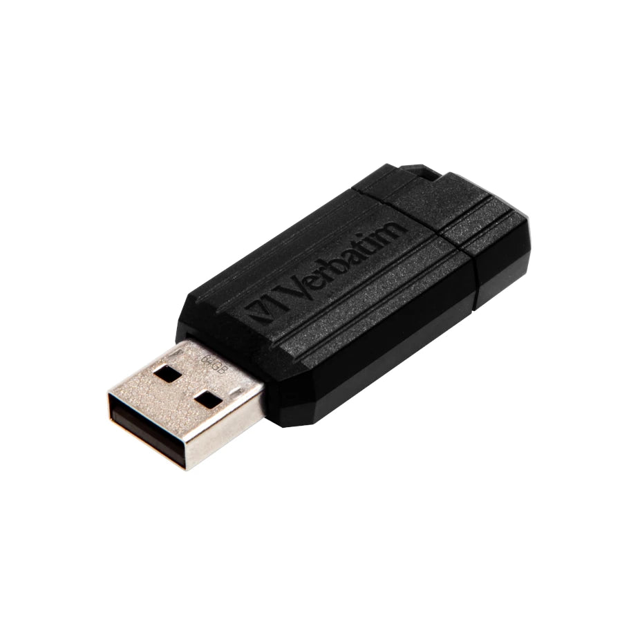 Memoria USB Verbatim PinStripe de 64GB Color Negro