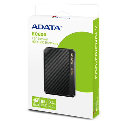 Enclosure SSD Adata EC600 Negro USB 3.2 SATA 2.5" Compatible con 2.5" SATA HDD EC600-BCBK
