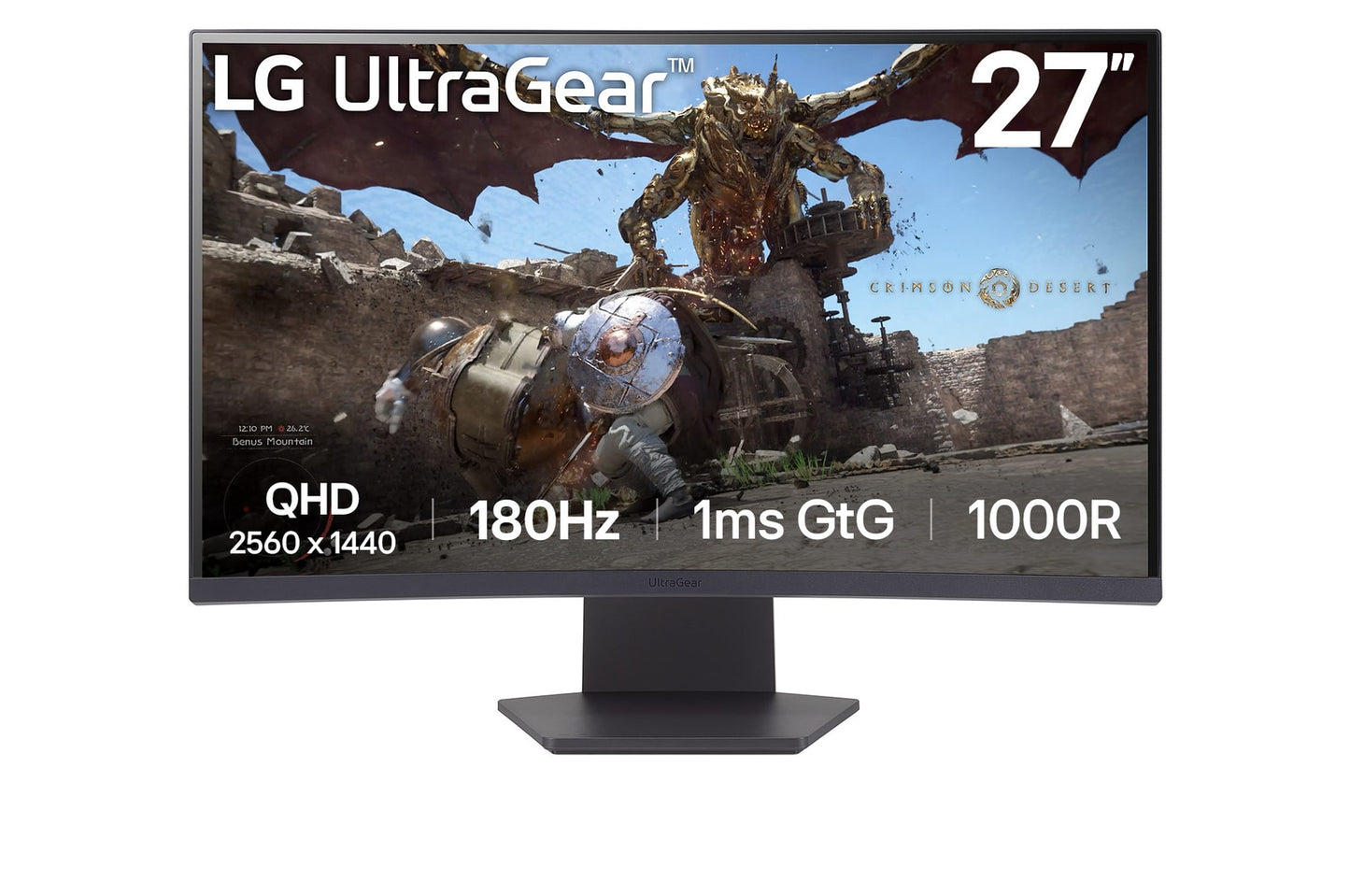 Monitor LG UltraGear 27 " QHD 2560 x 1440 VA Display Curvo 180Hz 1ms GtG AMD FreeSync
