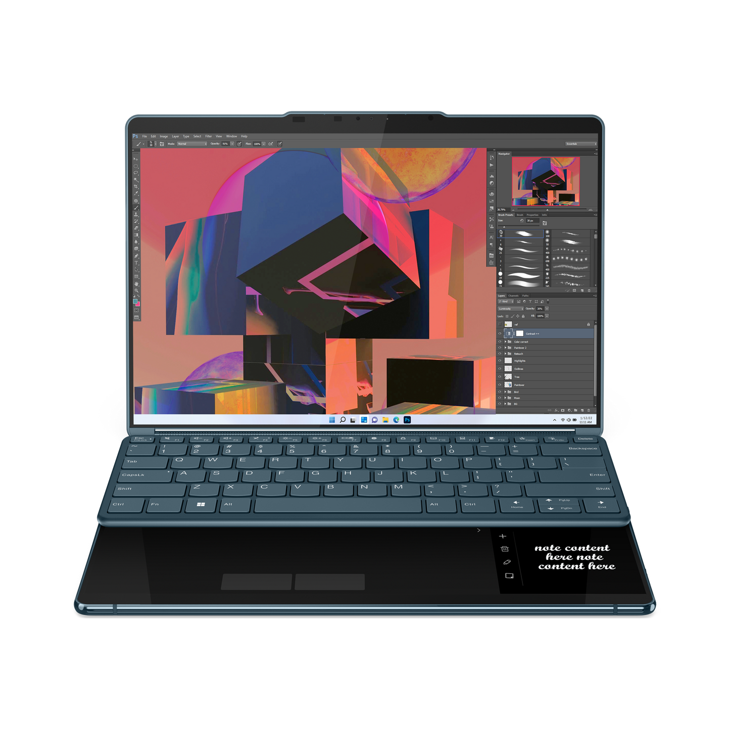 Laptop Lenovo Idea Yoga Book 9 13IRU8 13.3 Touch 2.8K Intel Core i7-1355U 1.70GHz 16GB 1TB SSD Windows 11 Home 64-bit Esp Turquesa