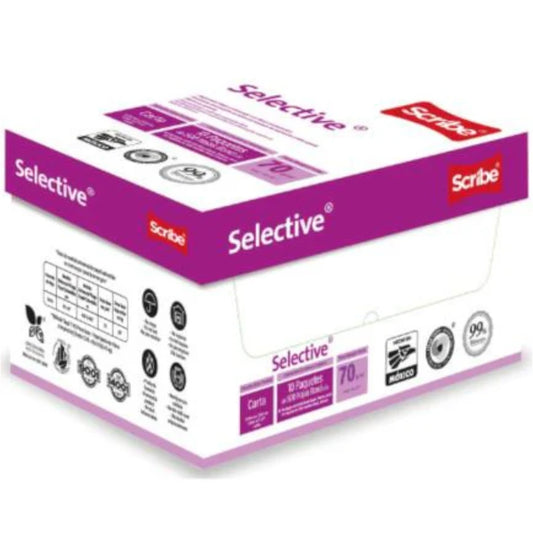 Papel Cortado Scribe Selective Oficio 99% Blancura 70gr Caja C/5000 Hojas