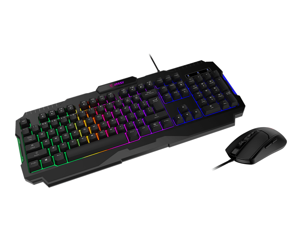Kit Gamer Teclado y Mouse MSI FORGE GK100 Alámbrico USB Negro Español Membrana RGB