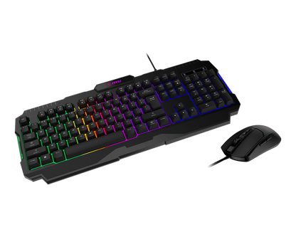 Kit Gamer Teclado y Mouse MSI FORGE GK100 Alámbrico USB Negro Español Membrana RGB