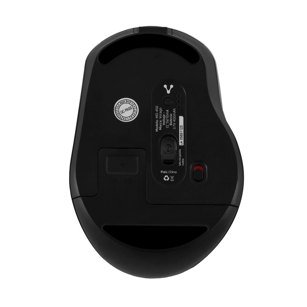 MOUSE VORAGO MO-450 INALAMBRICO Y BLUETOOTH RECARGABLE TIPO C NEGRO