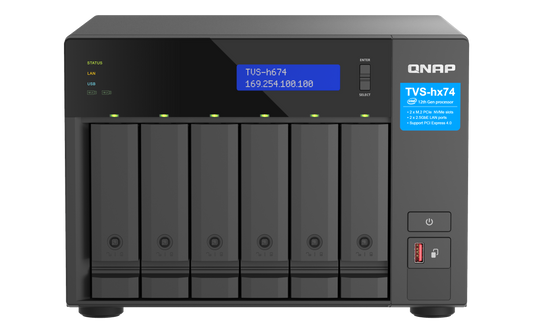 Unidad NAS QNAP TVS-h674 de 6 Bahias Intel Core i5 12400 hasta 4.4 GHz 32GB DDR4 2.5 GbE No incluye Discos