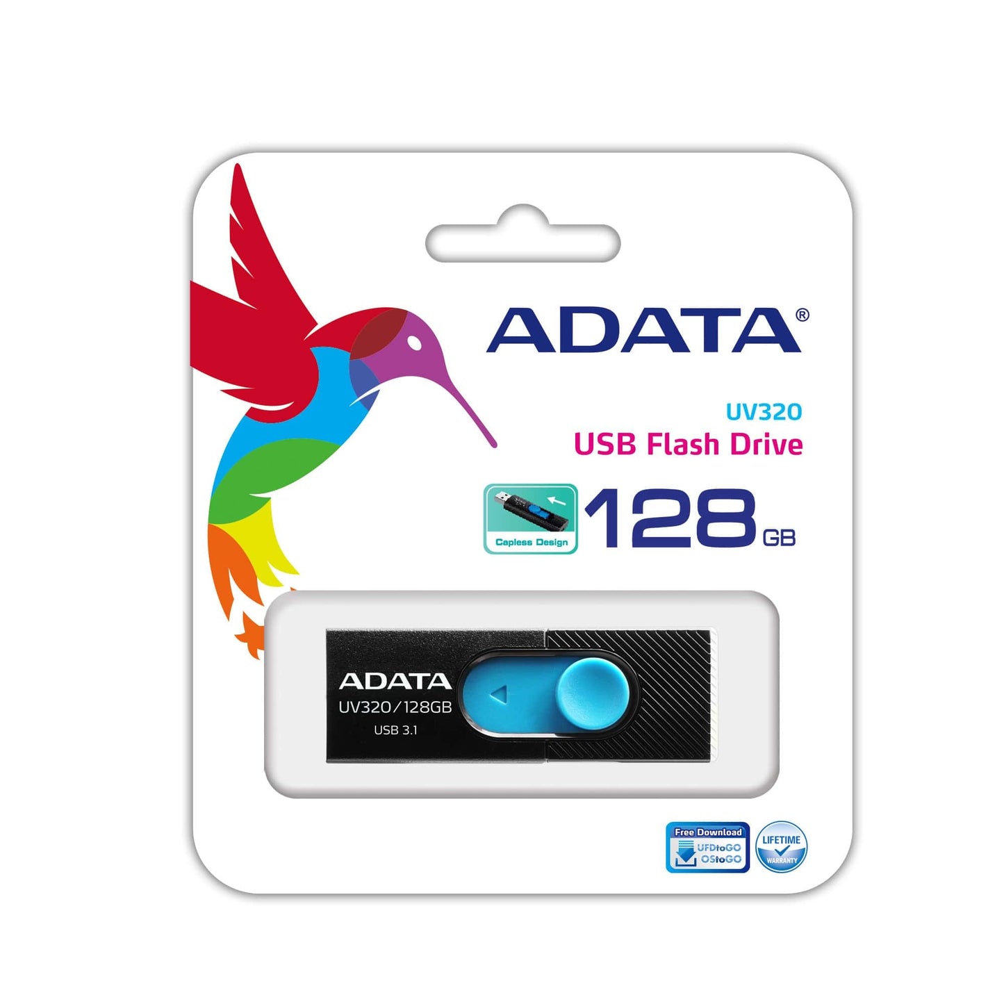 Memoria USB Adata UV320 128 GB 3.2 Color Negro-Azul