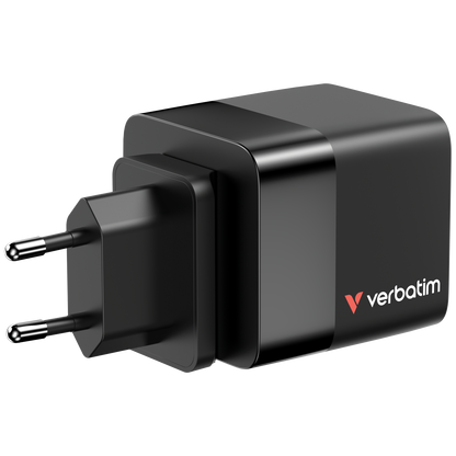 Cargador Verbatim GaN 65W de Cable retráctil