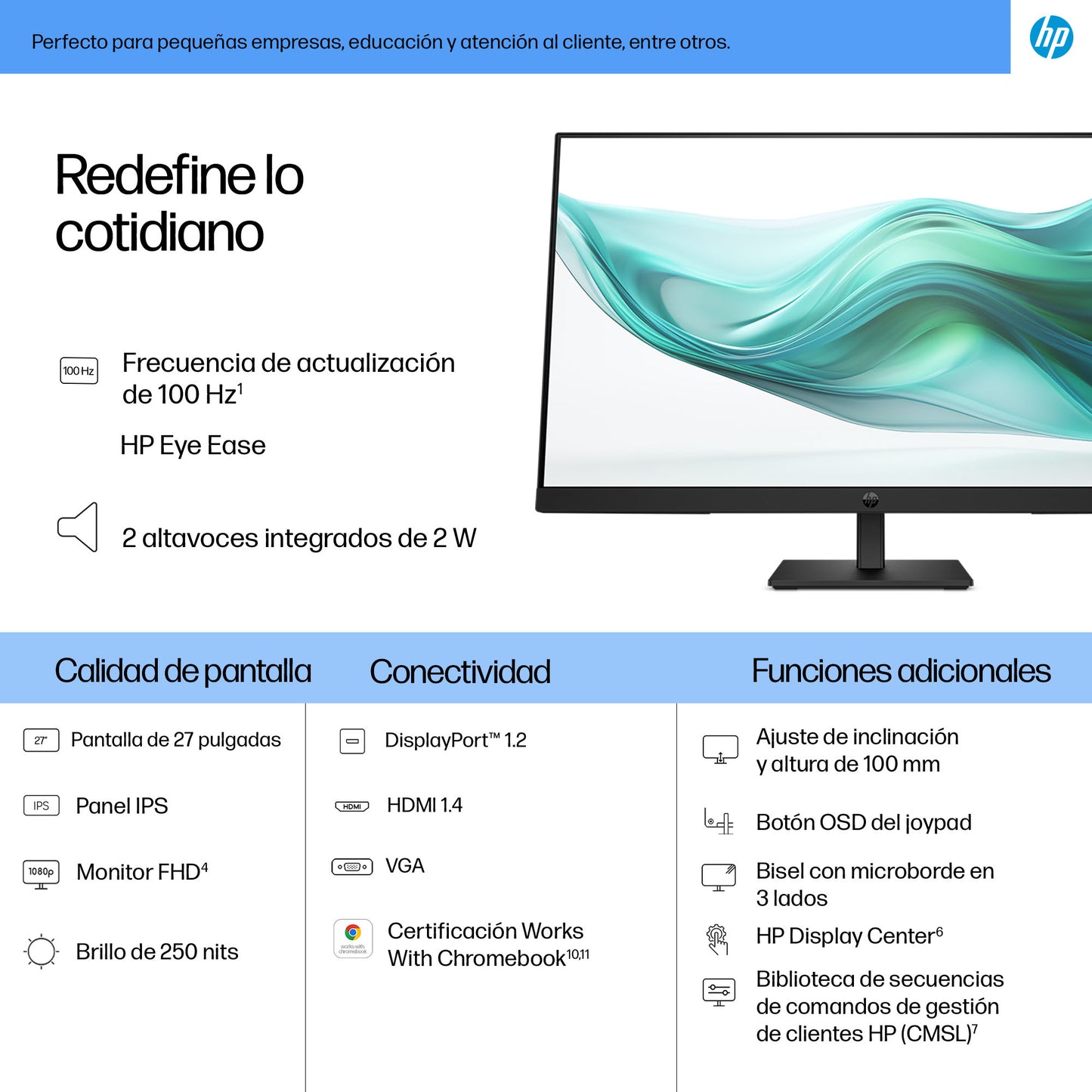 Monitor Full HD HP 3 Pro 27 327 100 Hz 72 NTSC IPS LCD