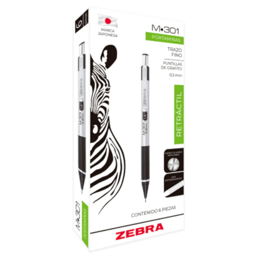 Lapicero Zebra M-301 Retráctil Punto 0.5mm C/6 Pzas