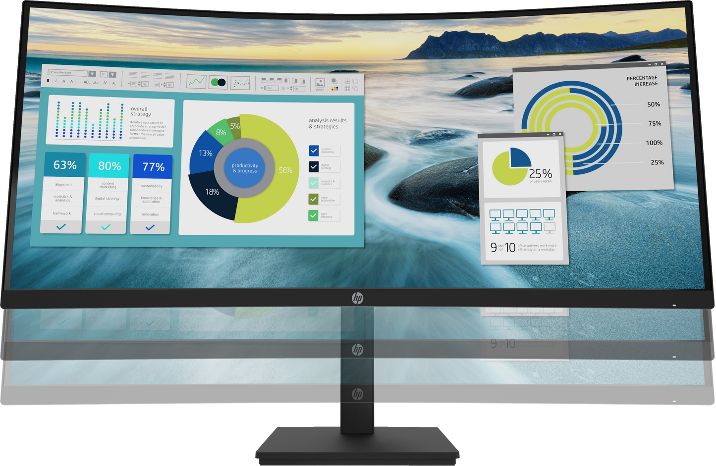 Monitor HP P34hc G4 34" Curvo WQHD Resolución 3440x1440 Panel VA VGA/HDMI
