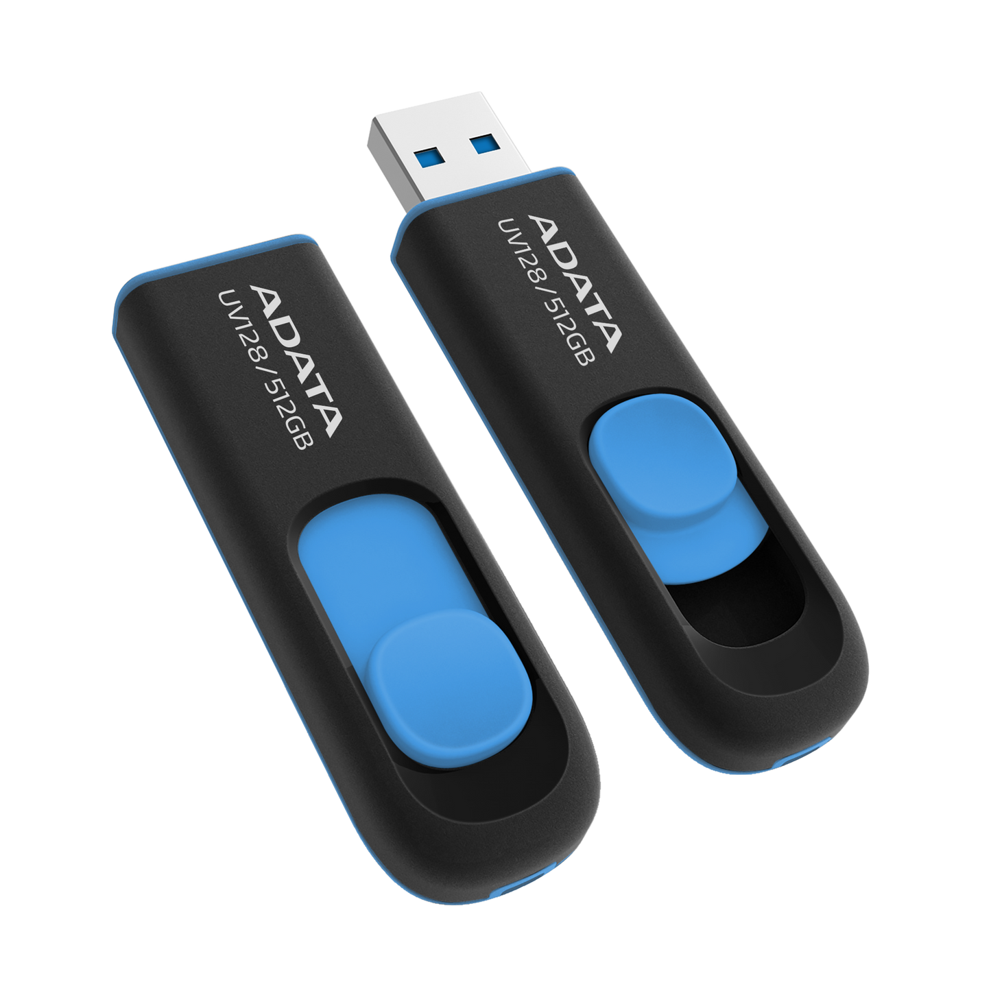 Memoria Adata USB 512GB UV128 3.2 Negro con Azul