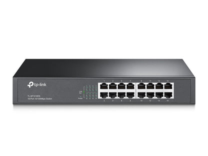 Switch TP-Link 16-Port 10/100 Mbps Switch 16× 10/100 Mbps RJ45 Ports 1U 13-inch Rack-mountable Steel Case