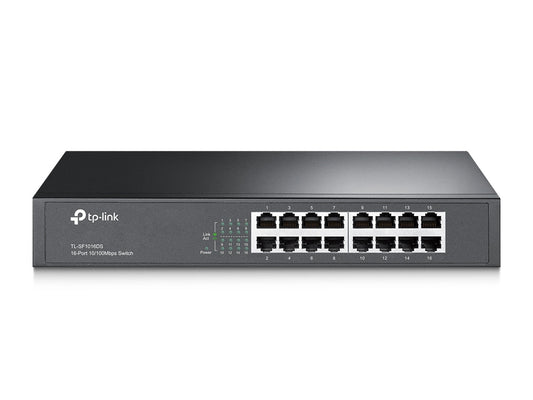 Switch TP-Link 16-Port 10/100 Mbps Switch 16× 10/100 Mbps RJ45 Ports 1U 13-inch Rack-mountable Steel Case