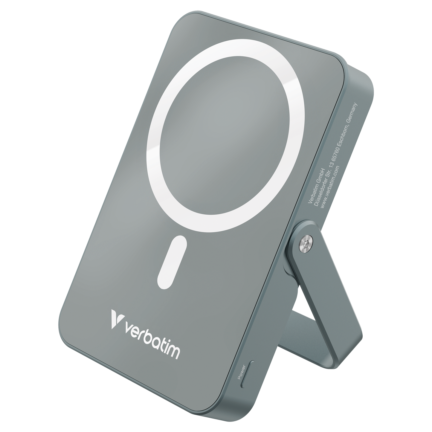 Cargador Magnético Verbatim con carga inalámbrica de vidrio con soporte de 10 000 mah color Gris