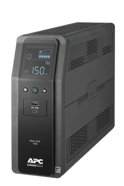 Back UPS APC PRO BR 1500VA 10 Outlets 2 USB Charging Ports AVR LCD interface LAM