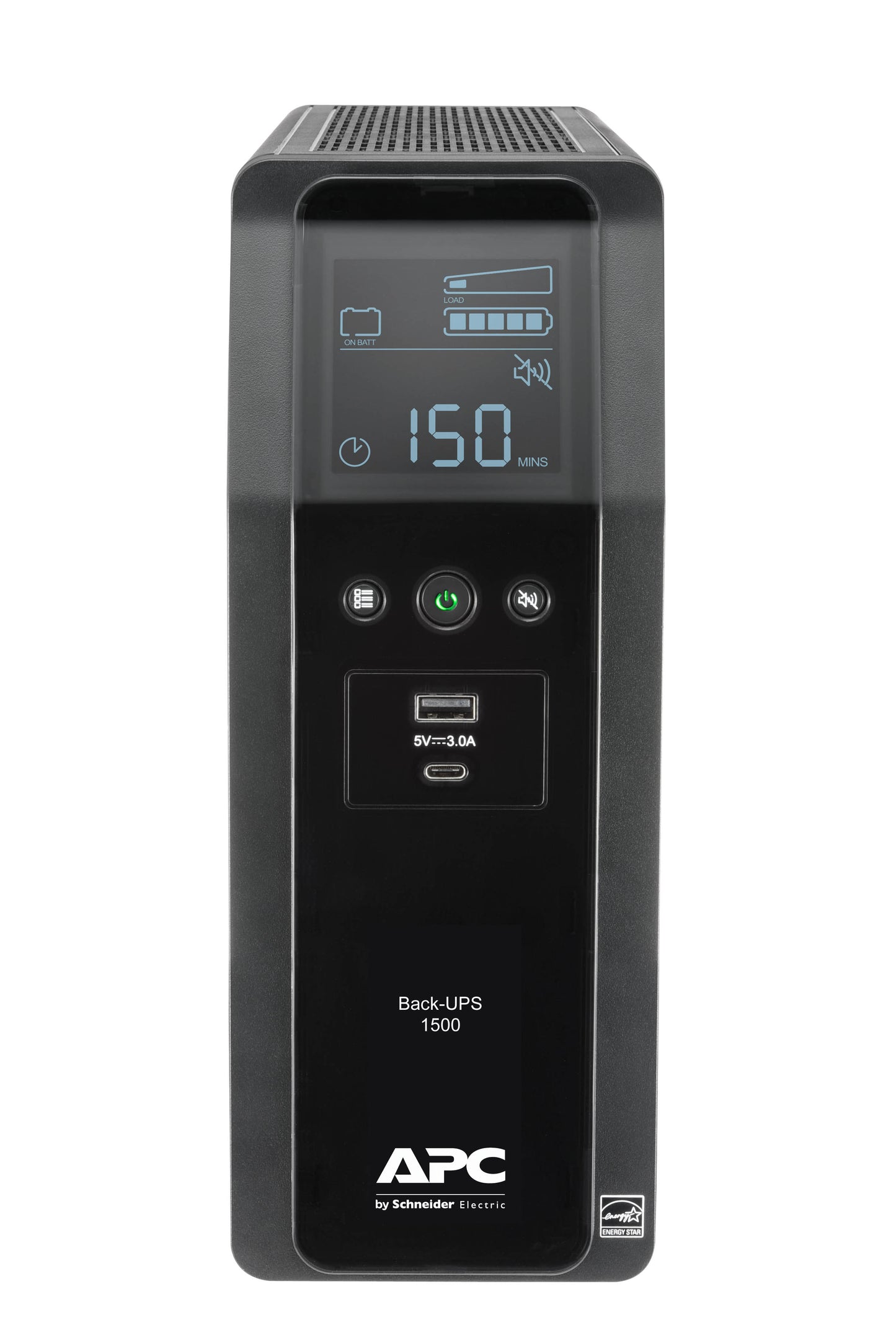 Back UPS APC PRO BR 1500VA 10 Outlets 2 USB Charging Ports AVR LCD interface LAM