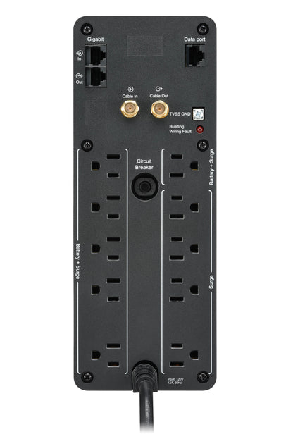Back UPS APC PRO BR 1500VA 10 Outlets 2 USB Charging Ports AVR LCD interface LAM