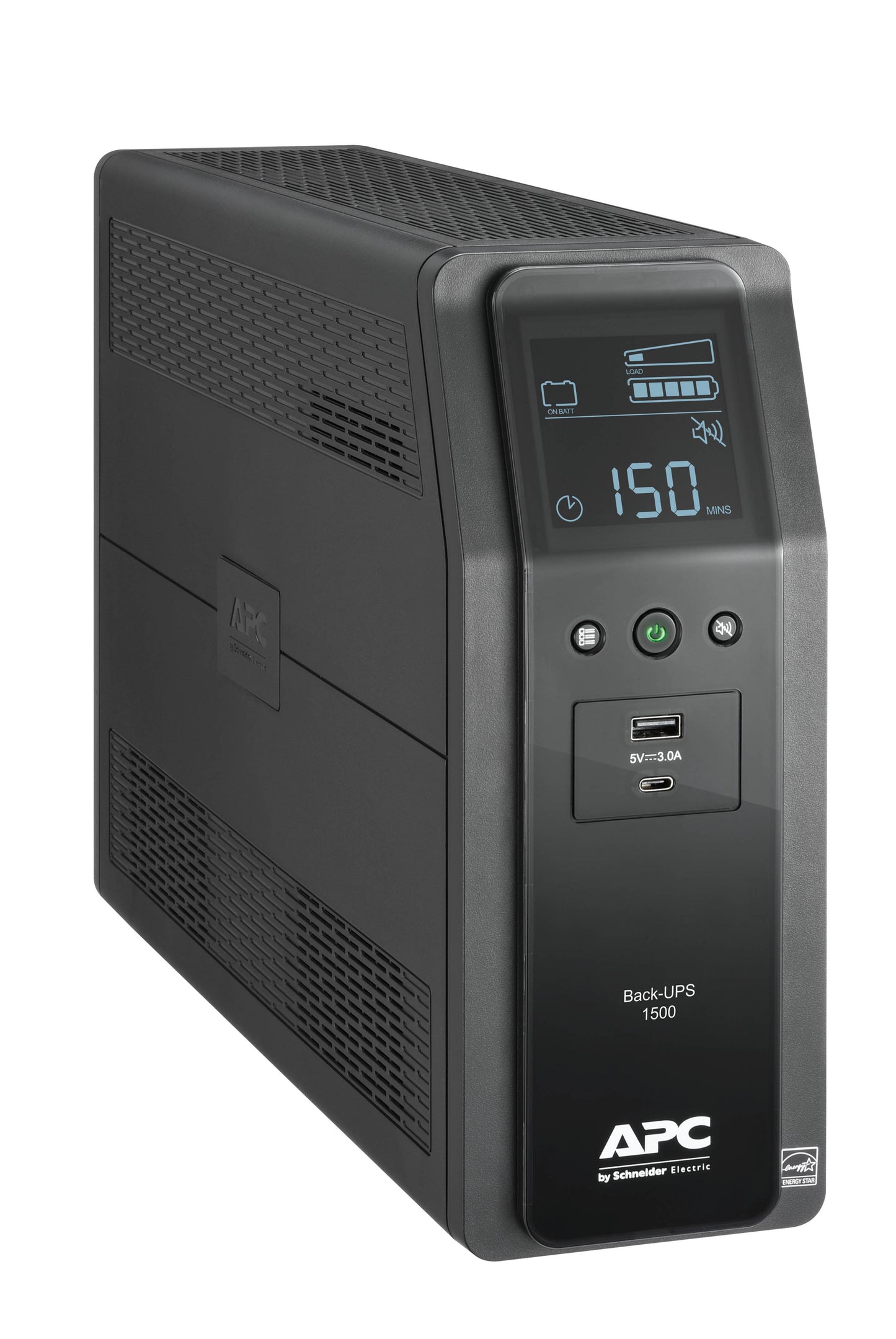 Back UPS APC PRO BR 1500VA 10 Outlets 2 USB Charging Ports AVR LCD interface LAM