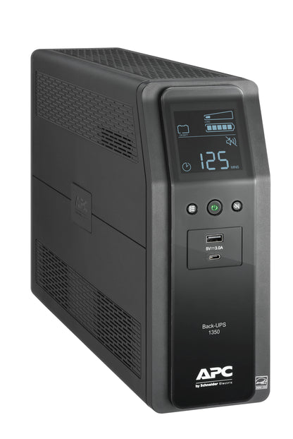 UPS APC Back 1350VA/810W 120V 10 tomas de salida, 2 puertos USB de carga, AVR, interfaz LCD, LAM