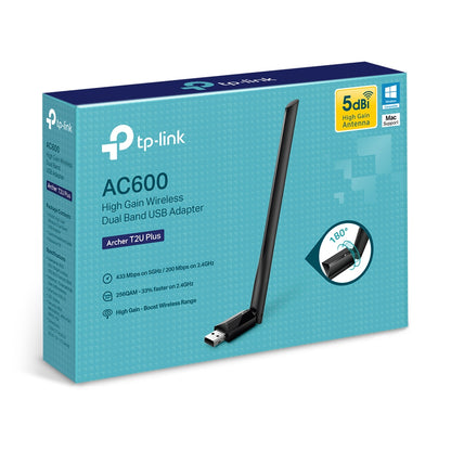 Adaptador USB Tp-Link de banda dual inalámbrico de alta ganancia AC600